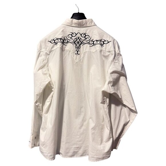 Authentic Western Shirt Wrangler Pearl Snap Button Embroidered White Shirt‎ XXL - Picture 4 of 4